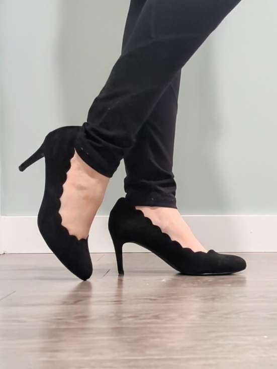 Jeanne Beker Shoes - Jeanne Beker Black Scalloped Suede High Heels